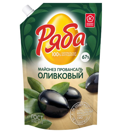 Майонез Ряба д/п Оливковый 67% 630г БЗМЖ